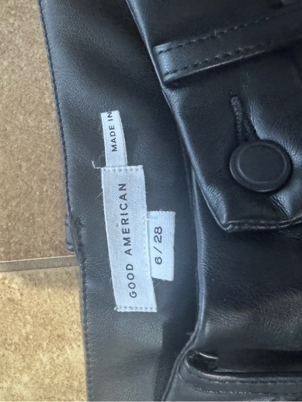 Good American "Good Icon" Faux Leather Pants in Black Size 28 - Picture 7 of 11